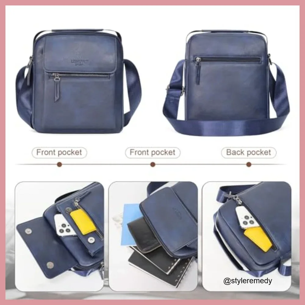 PU Leather Messenger Bag Crossbody Sling Adjustable Strap